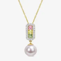 Womens White Cultured Freshwater Pearl 14K Gold Pendant Necklace