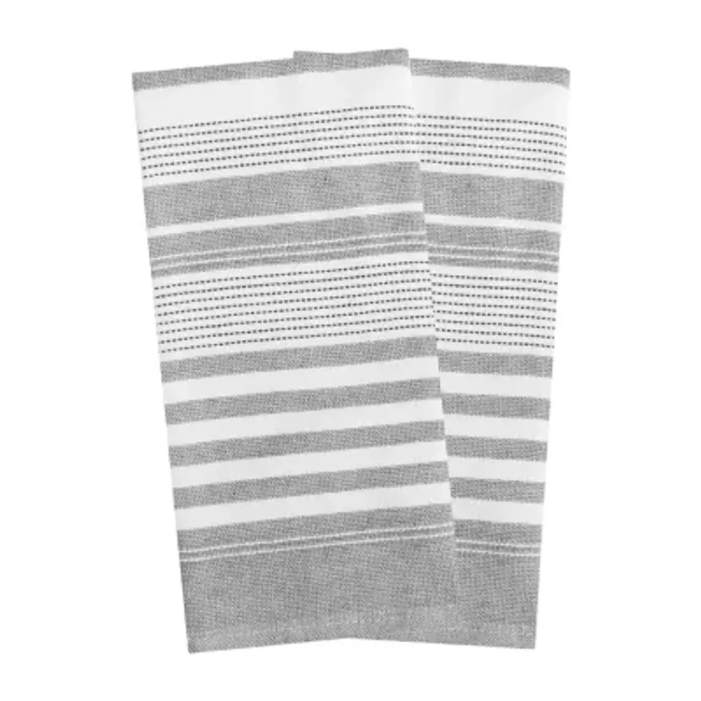 T-Fal Dual Terry Stripe Graphite 2-pc. Kitchen Towel