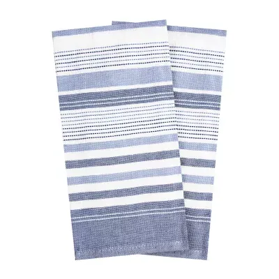 T-Fal Dual Terry Stripe Navy 2-pc. Kitchen Towel