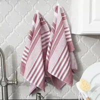 T-Fal Dual Terry Stripe Paprika 2-pc. Kitchen Towel