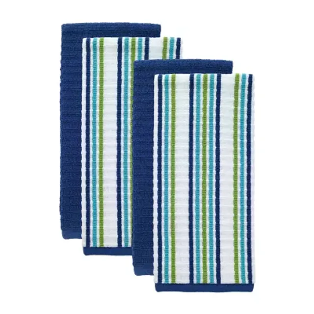 T-Fal Dual Terry Stripe Navy 2-pc. Kitchen Towel, Color: Navy