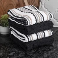 T-Fal Solid And Stripe Waffle Neutral 4-pc. Kitchen Towel