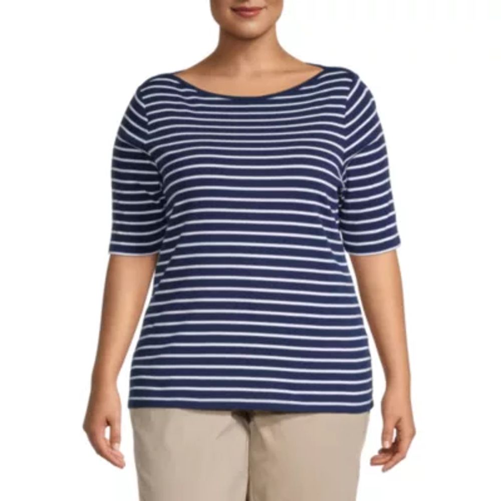 St. John's Bay Plus Womens Crew Neck Short Sleeve Blouse - JCPenney