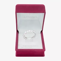 Sparkle Allure 5MM Cubic Zirconia Pure Silver Over Brass Marquise Eternity Band