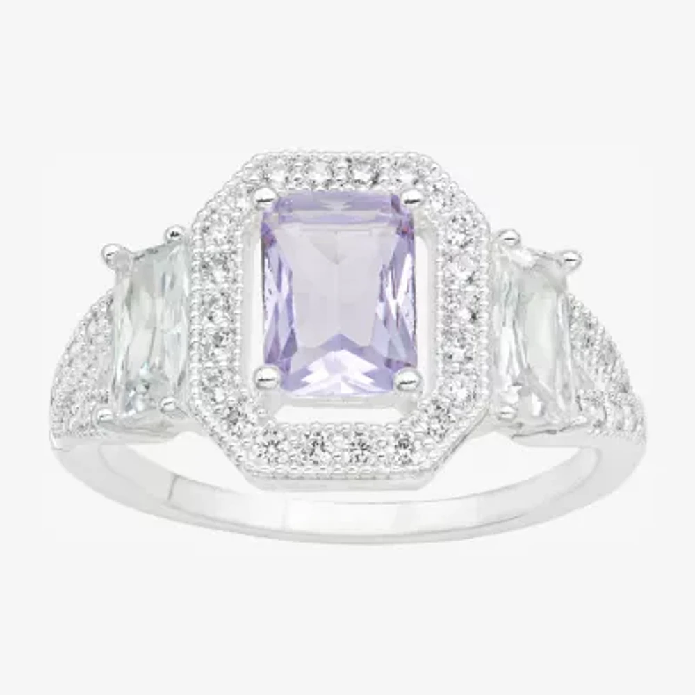 Sparkle Allure Cubic Zirconia Pure Silver Over Brass Halo Cocktail Ring