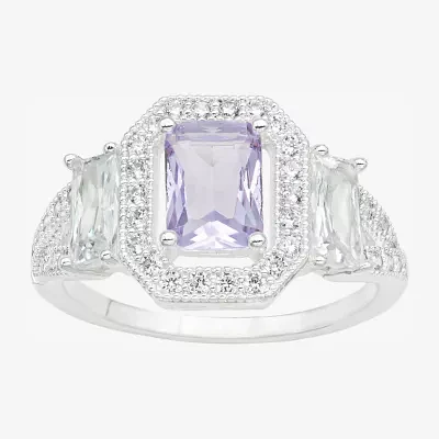 Sparkle Allure Cubic Zirconia Pure Silver Over Brass Halo Cocktail Ring