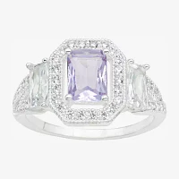 Sparkle Allure Cubic Zirconia Pure Silver Over Brass Halo Cocktail Ring