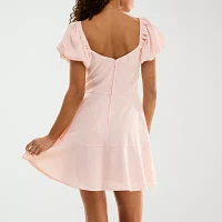 Trixxi Womens Short Sleeve Fit + Flare Dress Juniors