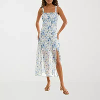 Trixxi Womens Floral Midi A-Line Dress Juniors