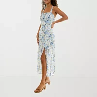 Trixxi Womens Floral Midi A-Line Dress Juniors