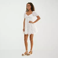 Trixxi Womens Short Sleeve Fit + Flare Dress Juniors