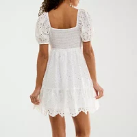 Trixxi Womens Short Sleeve Fit + Flare Dress Juniors