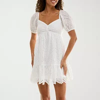 Trixxi Womens Short Sleeve Fit + Flare Dress Juniors