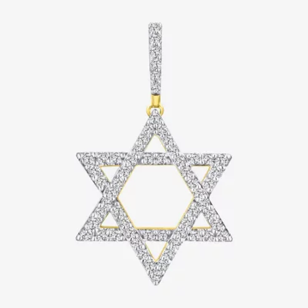 "Star Of David" Mens 3/4 CT. T.W. Natural White Diamond 10K Gold Star Pendants