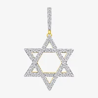 "Star Of David" Mens 3/4 CT. T.W. Natural White Diamond 10K Gold Star Pendants