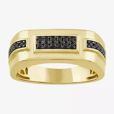 Mens 1/ CT. T.W. Natural Black Diamond 10K Gold Fashion Ring