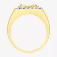 Mens 1/4 CT. T.W. Natural White Diamond 10K Gold Crown Fashion Ring