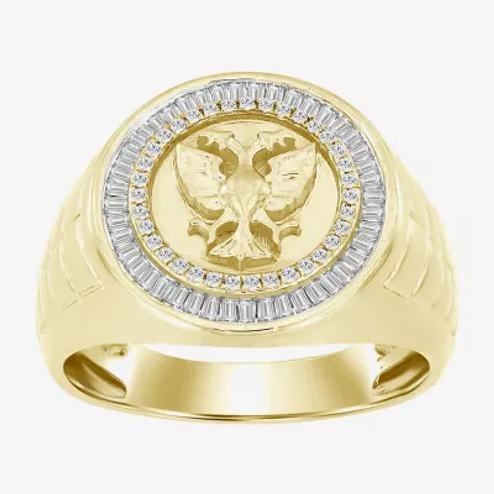 "Double Headed Eagle" Mens 1/2 CT. T.W. Natural White Diamond 10K Gold Fashion Ring