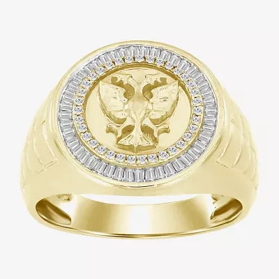 "Double Headed Eagle" Mens 1/2 CT. T.W. Natural White Diamond 10K Gold Fashion Ring