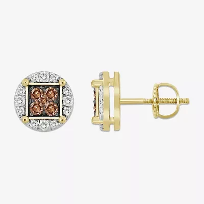 3/4 CT. T.W. Natural Champagne Diamond 10K Gold 10mm Stud Earrings