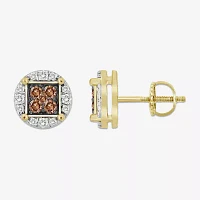 3/4 CT. T.W. Natural Champagne Diamond 10K Gold 10mm Stud Earrings