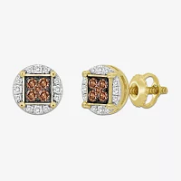 3/4 CT. T.W. Natural Champagne Diamond 10K Gold 10mm Stud Earrings