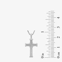 Mens 1/2 CT. T.W. Lab Grown White Diamond Sterling Silver Cross Pendant Necklaces