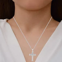 Mens 1/2 CT. T.W. Lab Grown White Diamond Sterling Silver Cross Pendant Necklaces