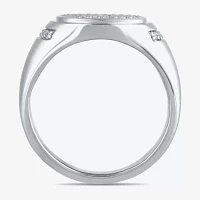 Mens 1/2 CT. T.W. Lab Grown White Diamond Sterling Silver Oval Cluster Fashion Ring