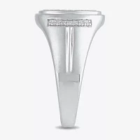 Mens 1/2 CT. T.W. Lab Grown White Diamond Sterling Silver Oval Cluster Fashion Ring