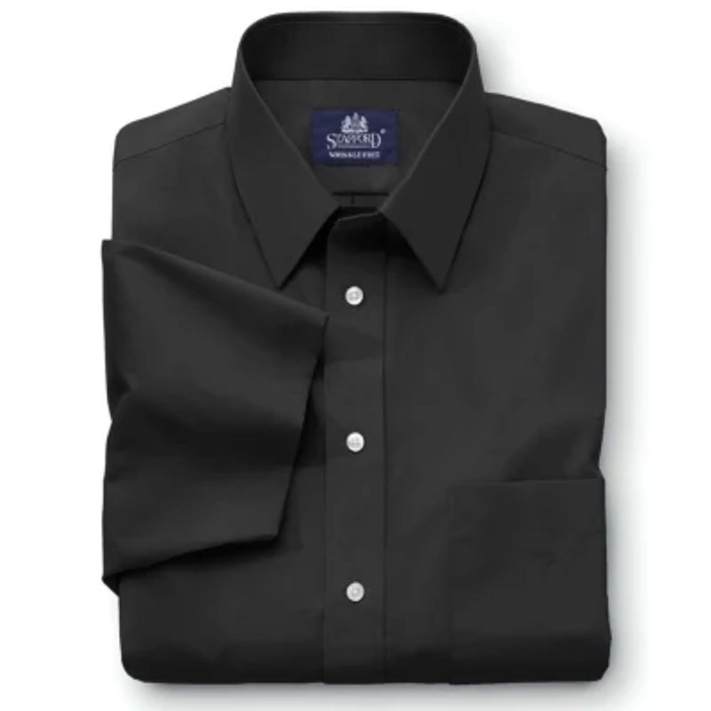 Stafford Mens Short Sleeve Travel Easy-Care Broadcloth Stretch Big and Tall Dress Shirt