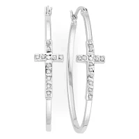 Diamond Fascination™ Sterling Silver Cross Hoop Earrings