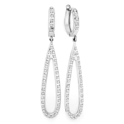 Diamond Fascination™ 14K White Gold Open Teardrop Earrings