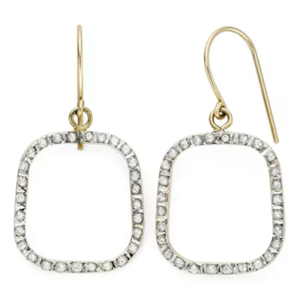 Diamond Fascination™ 14K Yellow Gold Open Square Earrings