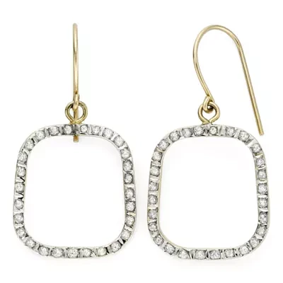 Diamond Fascination™ 14K Yellow Gold Open Square Earrings