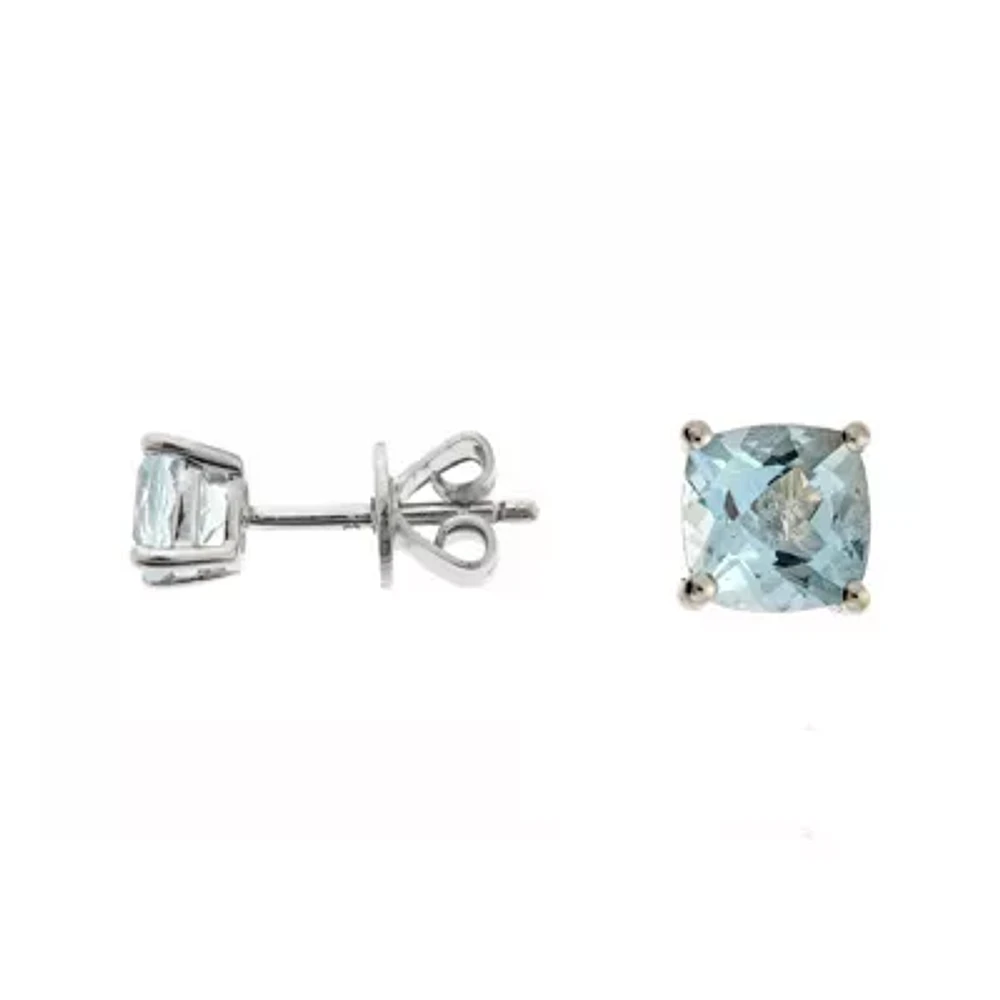 LIMITED QUANTITIES  Genuine Aquamarine Sterling Silver Stud Earrings