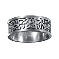 Mens 9mm Gray Stainless Steel Celtic Wedding Band