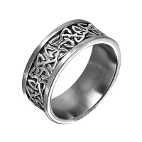 Mens 9mm Gray Stainless Steel Celtic Wedding Band