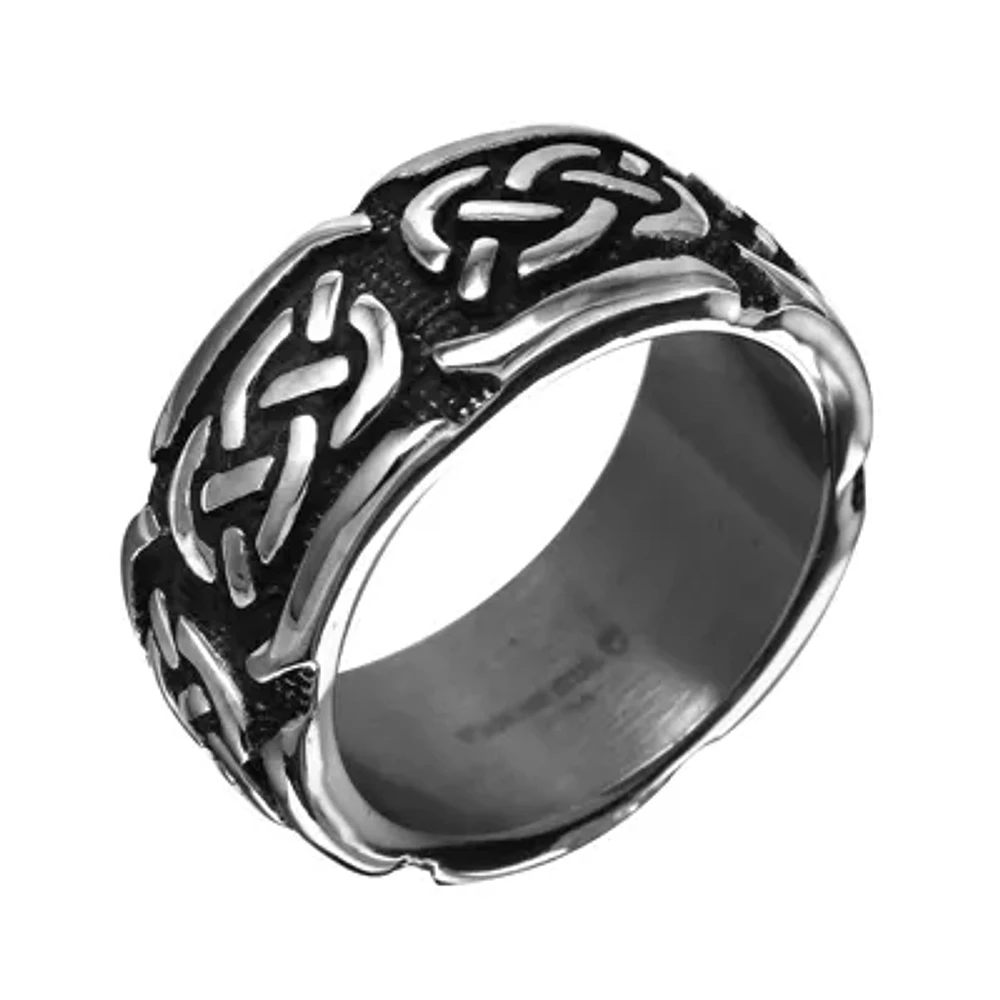 Mens 10mm Gray Stainless Steel Celtic Wedding Band