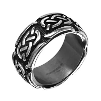 Mens 10mm Gray Stainless Steel Celtic Wedding Band