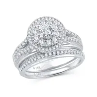 Womens 1 1/ CT. T.W. Natural Diamond 10K White Gold Round Bridal Set