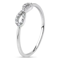 DiamonArt® Womens 1/5 CT. T.W. Lab Created White Cubic Zirconia Sterling Silver Infinity Stackable Ring