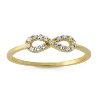 DiamonArt® Womens 1/5 CT. T.W. Lab Created White Cubic Zirconia 18K Gold Over Silver Infinity Stackable Ring