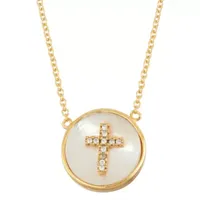 DiamonArt® Womens 2 1/4 CT. T.W. White Cubic Zirconia 18K Gold Over Silver Cross Pendant Necklace