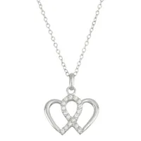 Womens 1/5 CT. T.W. White Cubic Zirconia Sterling Silver Heart Pendant Necklace