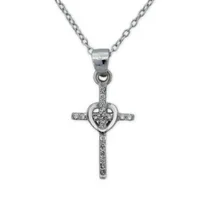 DiamonArt® Womens / CT. T.W. White Cubic Zirconia Sterling Silver Cross Pendant Necklace