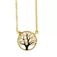 DiamonArt® Gold Over Sterling Silver Cubic Zirconia Tree of Life Pendant Necklace