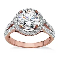 Womens 3 CT. T.W. White Cubic Zirconia 14k Rose Gold Over Brass Engagement Ring