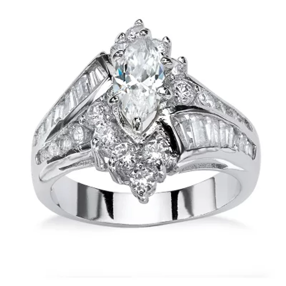 DiamonArt® Womens / CT. T.W. White Cubic Zirconia Platinum Over Silver Engagement Ring