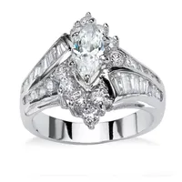 DiamonArt® Womens / CT. T.W. White Cubic Zirconia Platinum Over Silver Engagement Ring